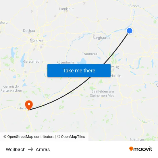 Weilbach to Amras map