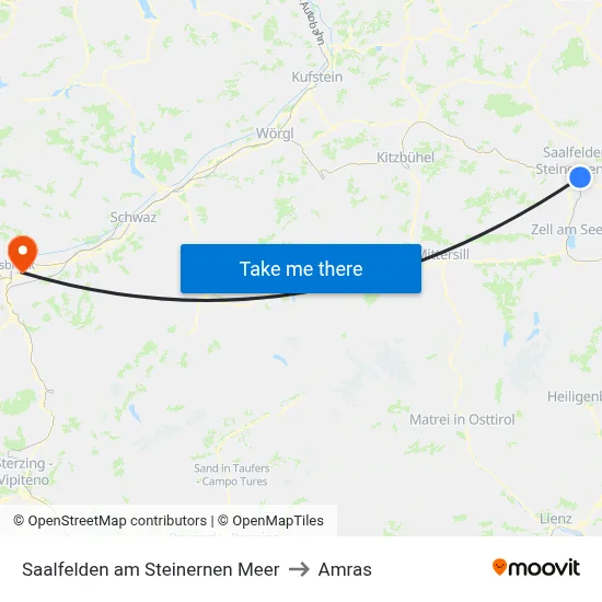 Saalfelden am Steinernen Meer to Amras map