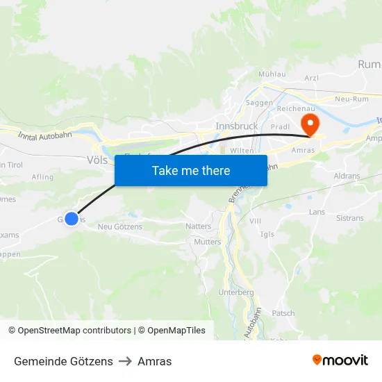 Gemeinde Götzens to Amras map