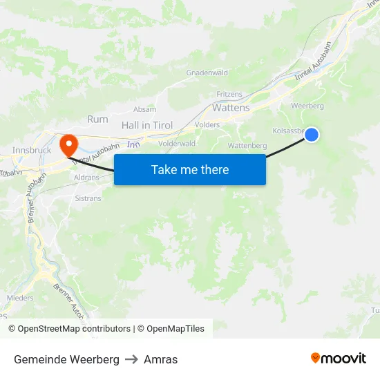 Gemeinde Weerberg to Amras map