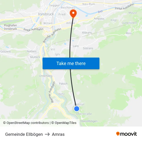 Gemeinde Ellbögen to Amras map