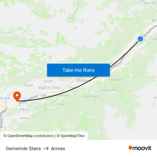 Gemeinde Stans to Amras map