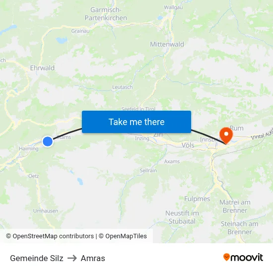 Gemeinde Silz to Amras map