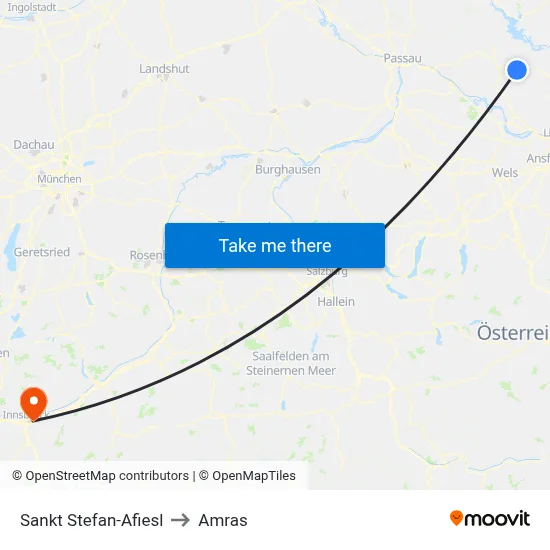 Sankt Stefan-Afiesl to Amras map