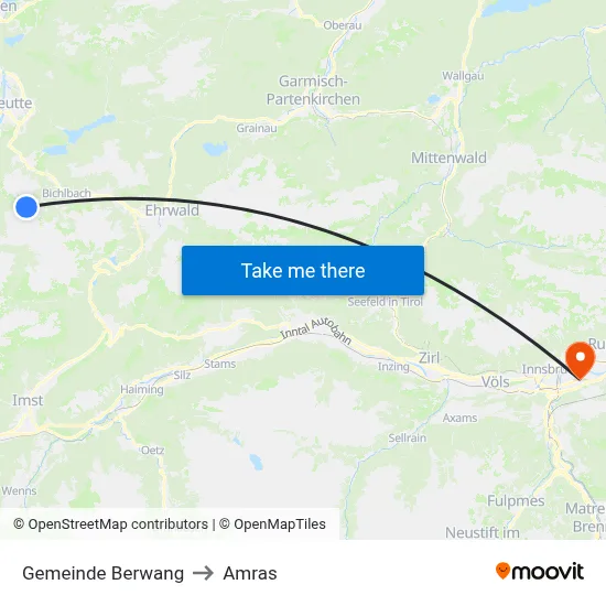 Gemeinde Berwang to Amras map