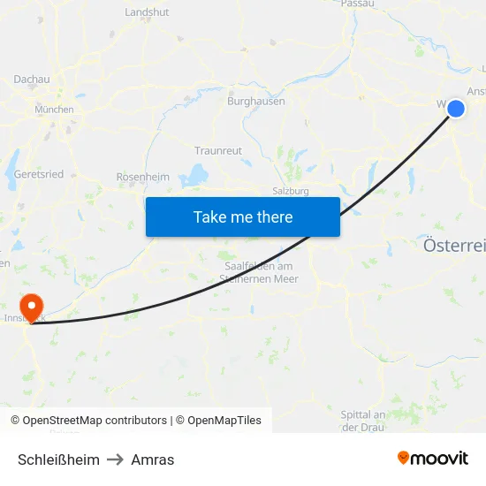Schleißheim to Amras map