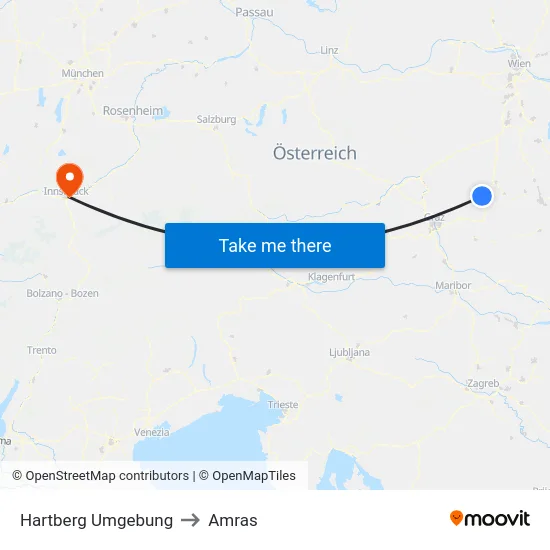 Hartberg Umgebung to Amras map