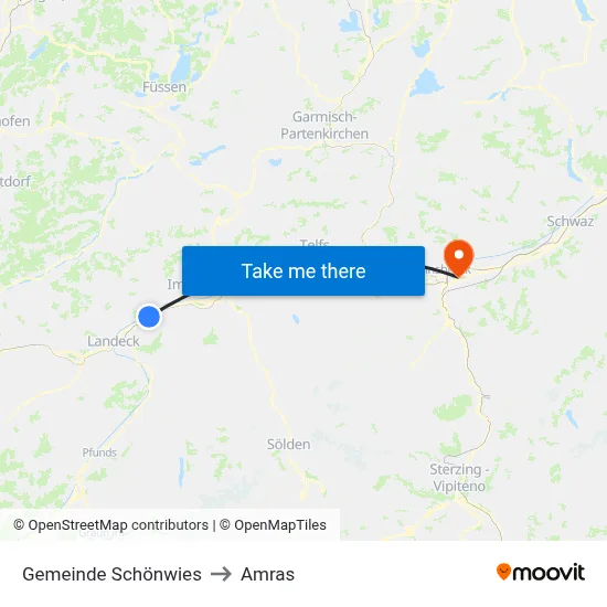 Gemeinde Schönwies to Amras map