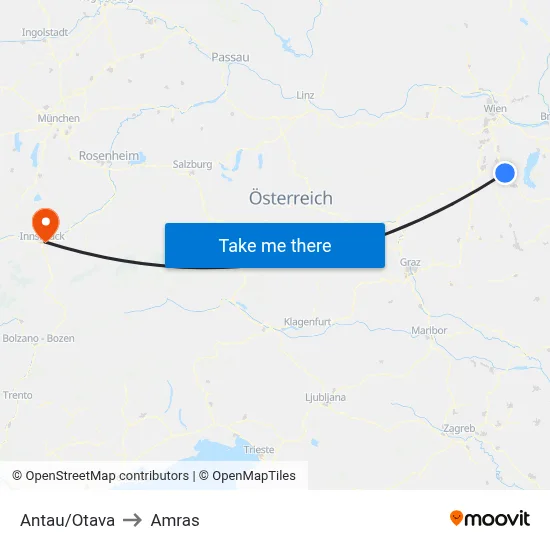 Antau/Otava to Amras map