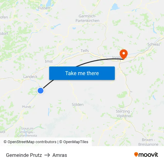 Gemeinde Prutz to Amras map
