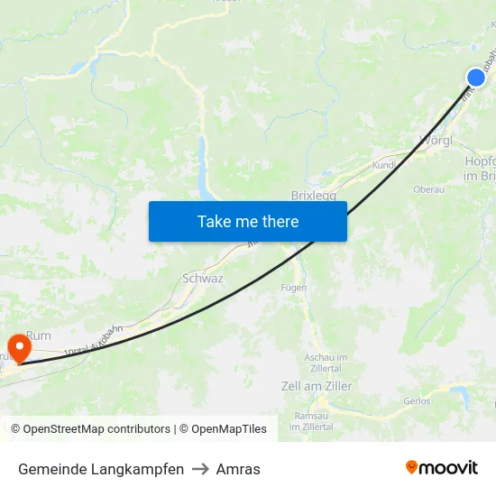 Gemeinde Langkampfen to Amras map