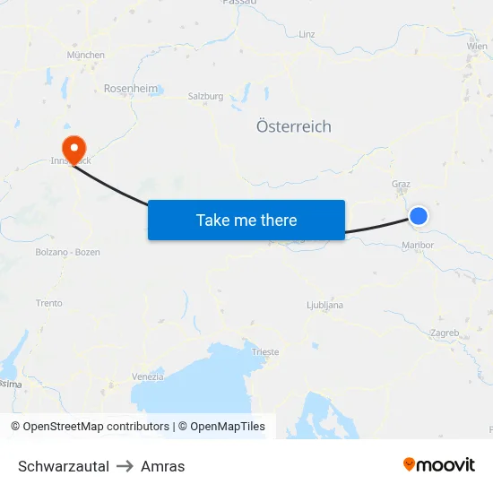 Schwarzautal to Amras map