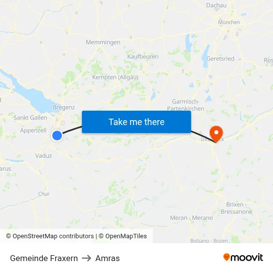 Gemeinde Fraxern to Amras map