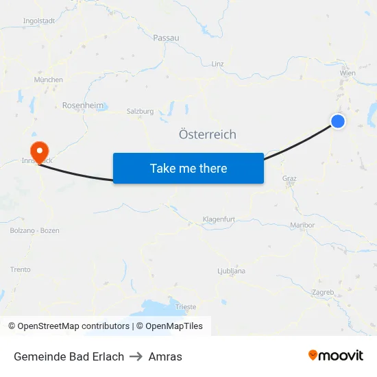 Gemeinde Bad Erlach to Amras map