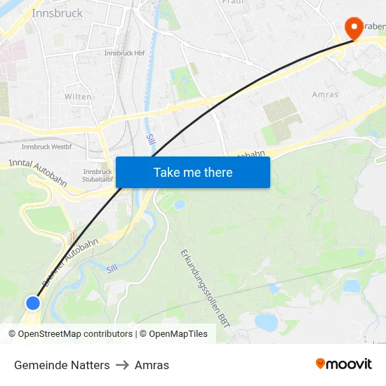 Gemeinde Natters to Amras map