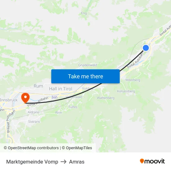 Marktgemeinde Vomp to Amras map