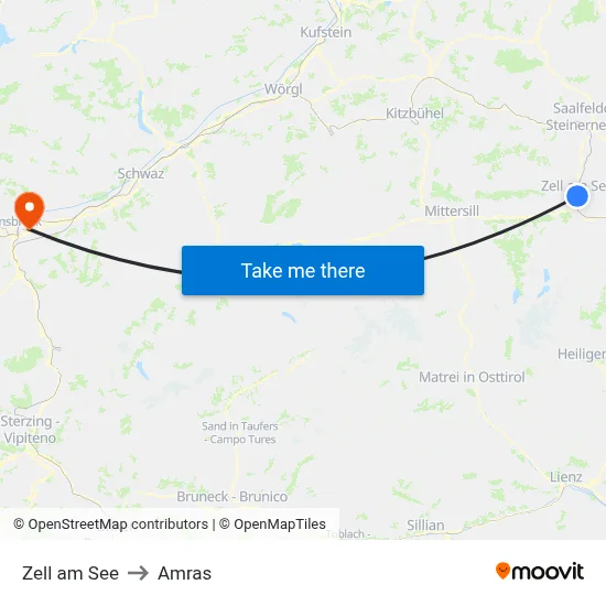 Zell am See to Amras map