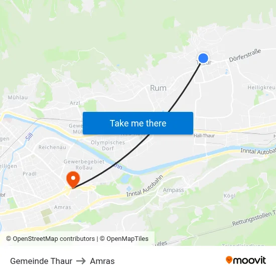 Gemeinde Thaur to Amras map