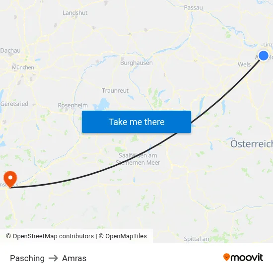 Pasching to Amras map