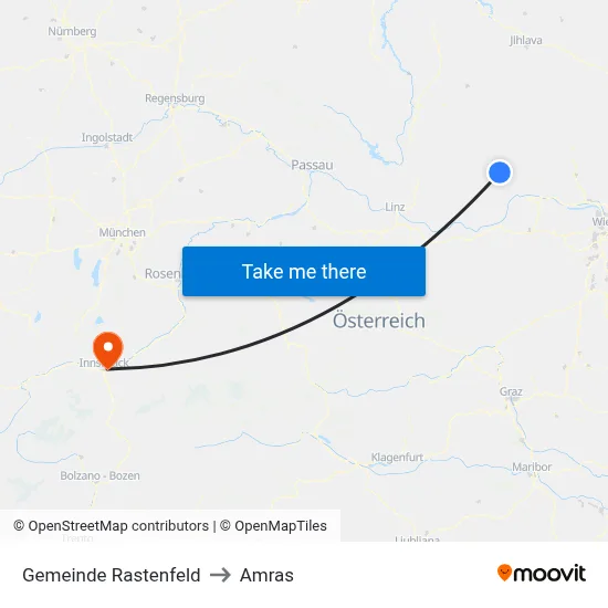 Gemeinde Rastenfeld to Amras map