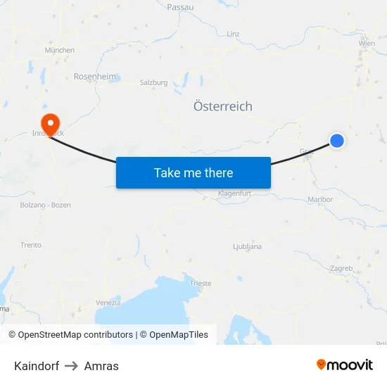 Kaindorf to Amras map