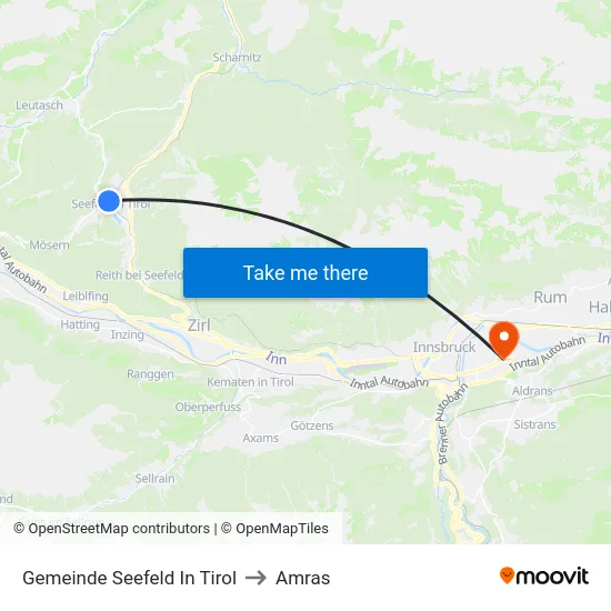 Gemeinde Seefeld In Tirol to Amras map