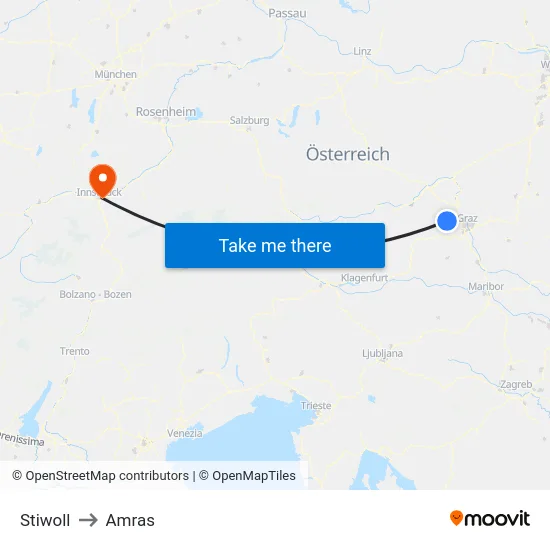 Stiwoll to Amras map