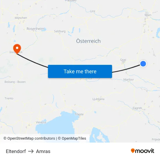 Eltendorf to Amras map