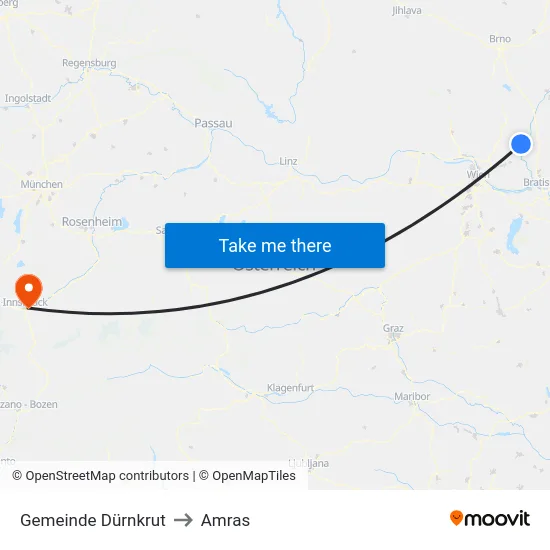 Gemeinde Dürnkrut to Amras map