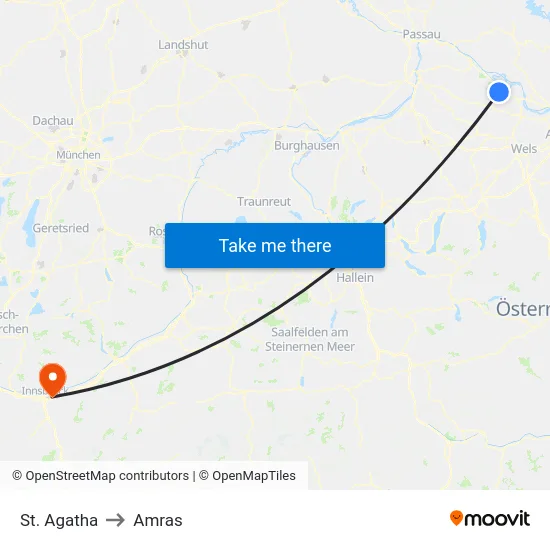 St. Agatha to Amras map