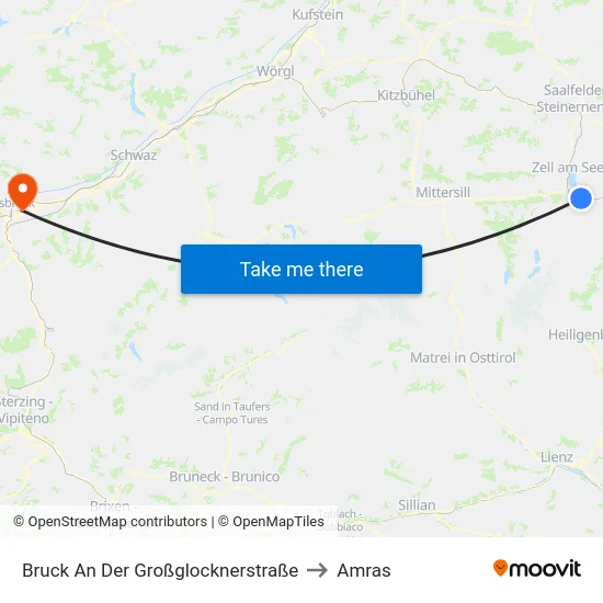 Bruck An Der Großglocknerstraße to Amras map