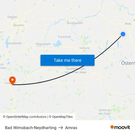 Bad Wimsbach-Neydharting to Amras map