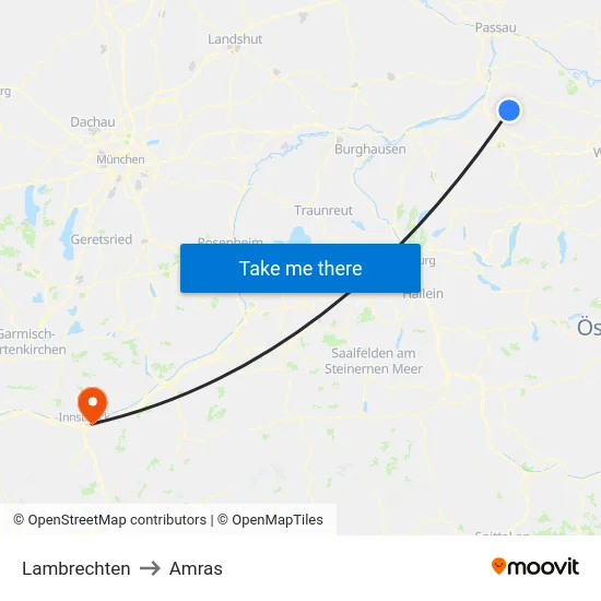 Lambrechten to Amras map