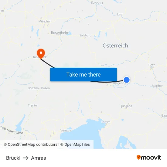 Brückl to Amras map