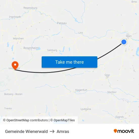 Gemeinde Wienerwald to Amras map