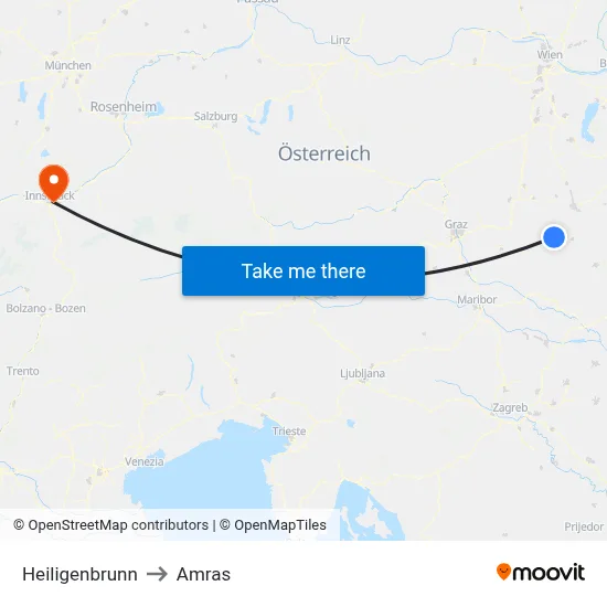 Heiligenbrunn to Amras map