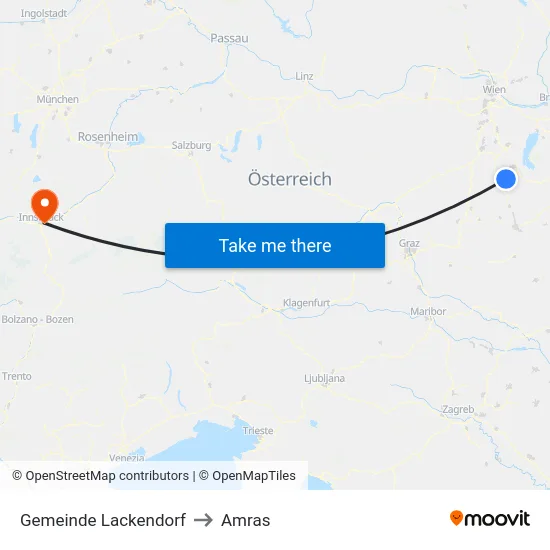 Gemeinde Lackendorf to Amras map