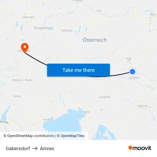 Gabersdorf to Amras map