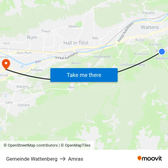 Gemeinde Wattenberg to Amras map