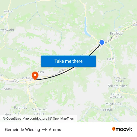 Gemeinde Wiesing to Amras map