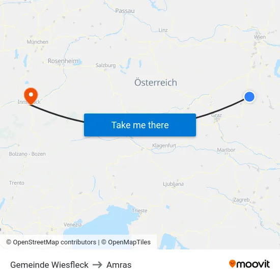 Gemeinde Wiesfleck to Amras map