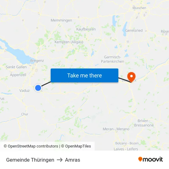 Gemeinde Thüringen to Amras map