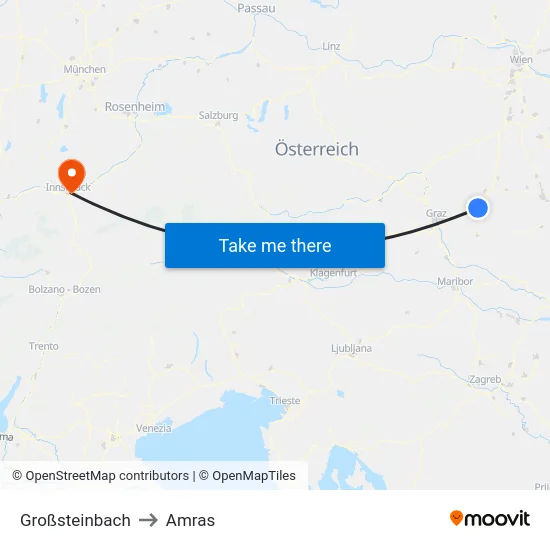 Großsteinbach to Amras map
