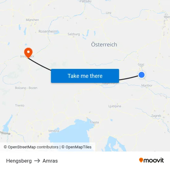 Hengsberg to Amras map