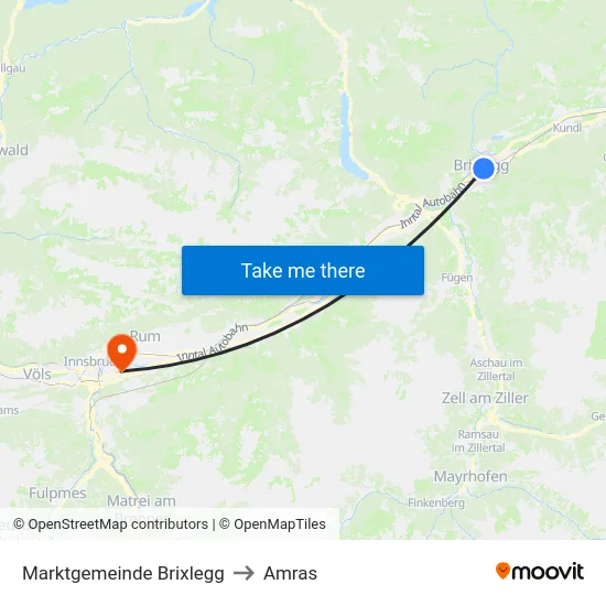Marktgemeinde Brixlegg to Amras map