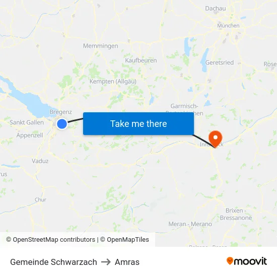 Gemeinde Schwarzach to Amras map