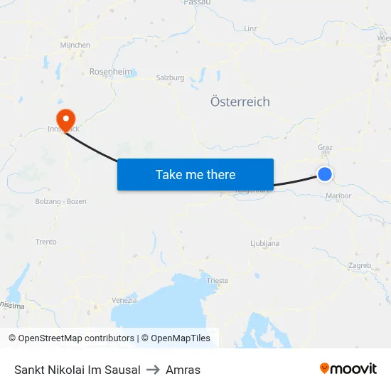 Sankt Nikolai Im Sausal to Amras map