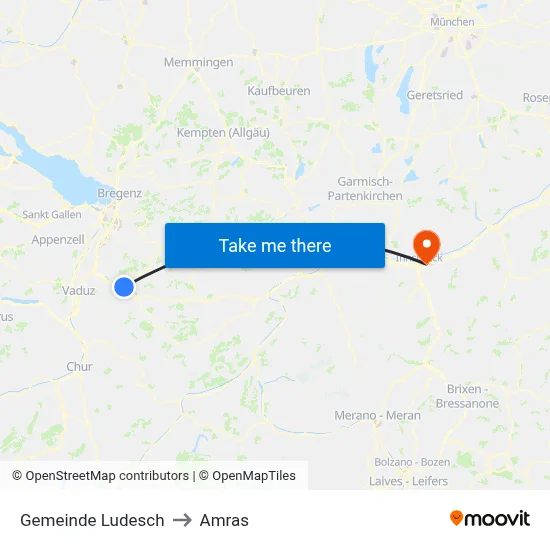 Gemeinde Ludesch to Amras map
