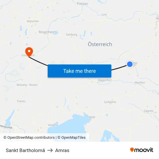 Sankt Bartholomä to Amras map
