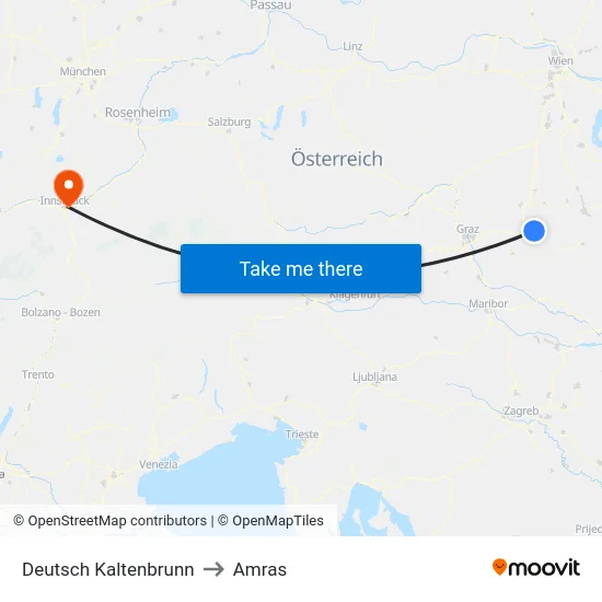 Deutsch Kaltenbrunn to Amras map